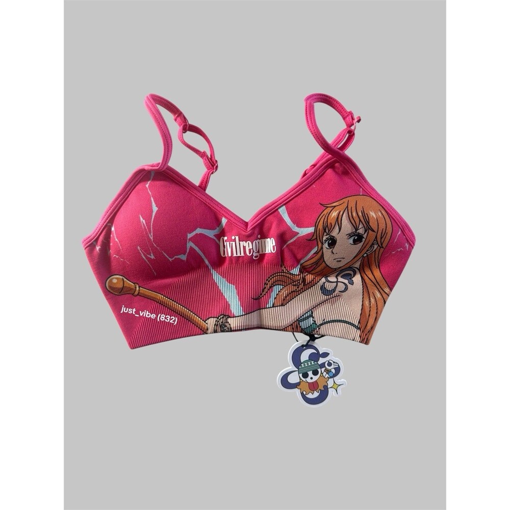 Civil Regime x One Piece Nami Anime Kelly Seamless Pink Sports Bra Size XSmall